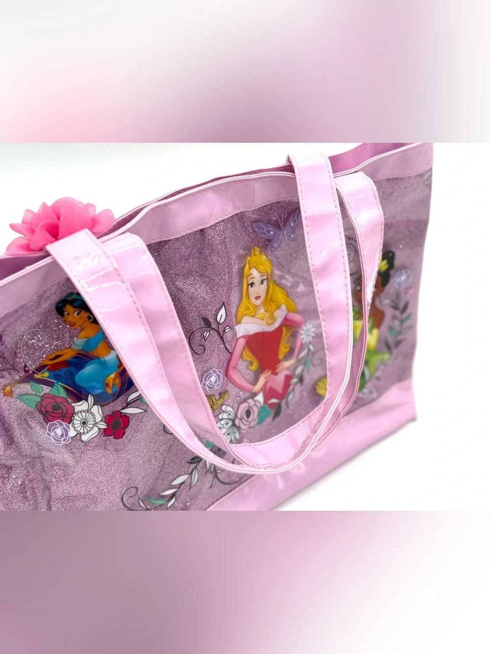 GUC Disney Store Princesses Glittery PVC Swim / Beach / Pool Bag in Purple